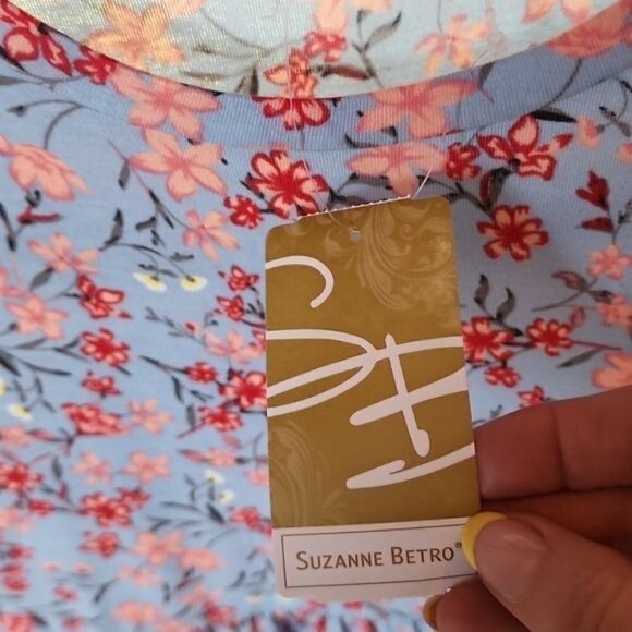 Suzanne Betro SB Short Sleeve Floral Gathered Waist Sz. S Dress - Picture 8 of 10